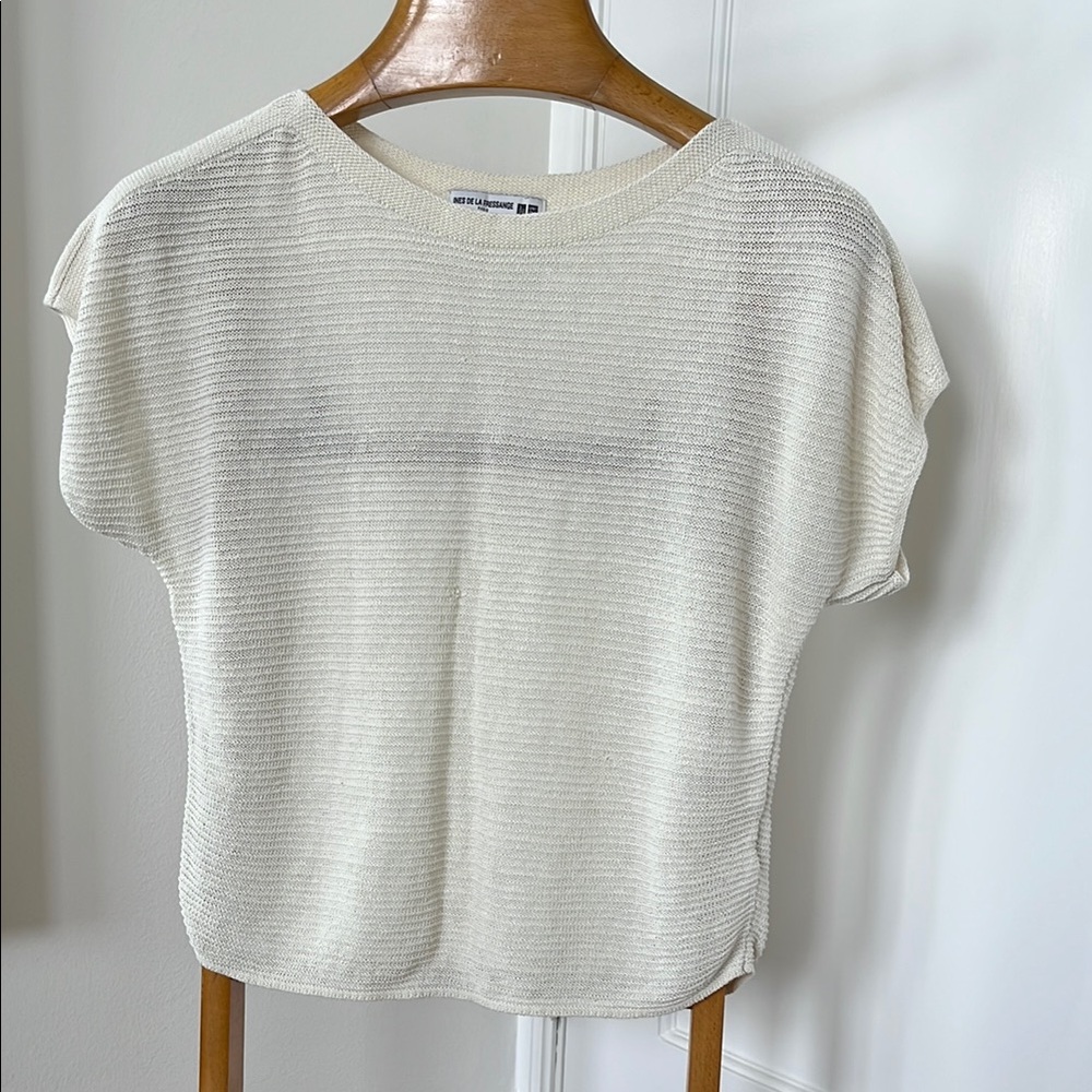 Uniqlo White Boxy Ribbed T-Shirt